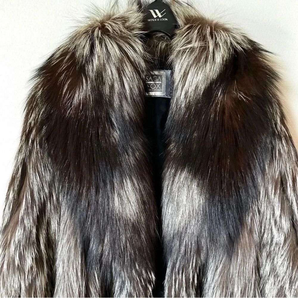 SAGA FOX Vintage Luxury Fur Coat Silver Fox - Picture 3 of 6